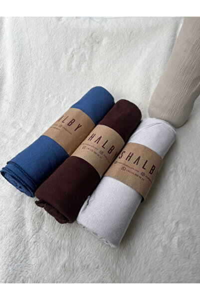 shalby Χτενισμένο βαμβακερό σάλι τεσεττούρ (ΣΕΤ 3 ΤΕΜΑΧΙΩΝ) από ύφασμα ζέρσεϊ