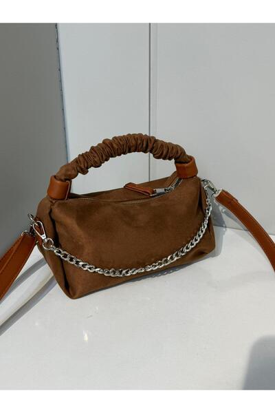 na nura collection Tan Women's Suede Chain Drawstring Handle Hand and Shoulde...