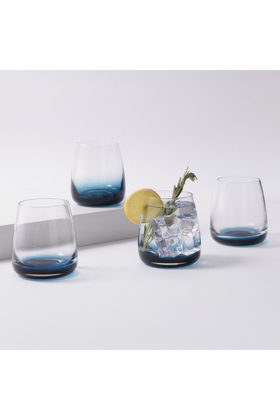 LA MESA 4Pcs Glass Tumbler Set, Blue 340Ml