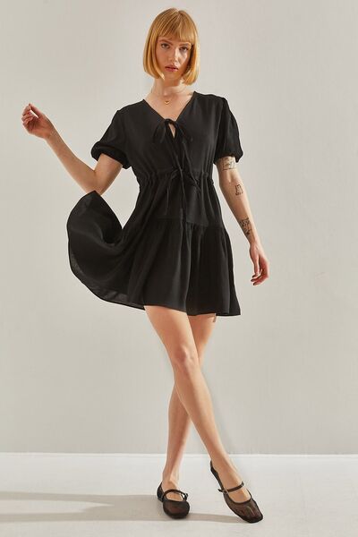 Hiccup Bianco Lucci Tamara lace-up front mini dress