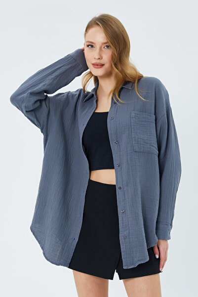 Hiccup Mixray oversized shirt with pocket detail