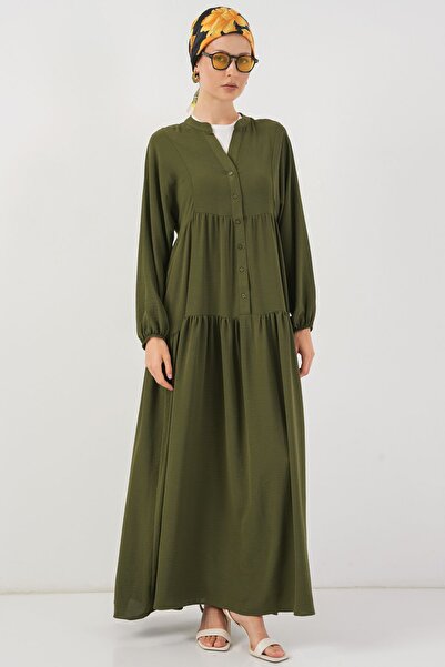 Hiccup Bdart V-Neck Buttoned Relaxed Fit Maxi Dress