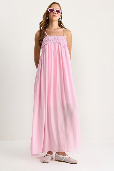 Hiccup Maxi dress with square collar and embroidery