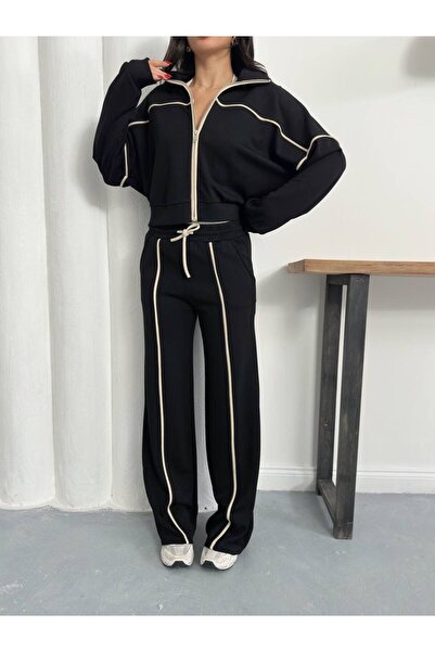 Ekim Store Striped Cardigan and Trousers Double Set