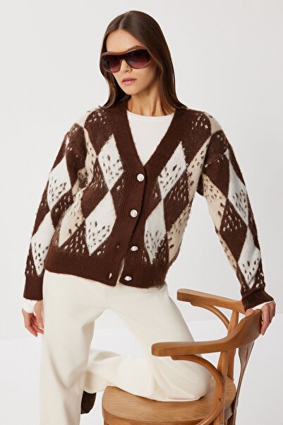 Hiccup ISTANBUL Jacquard knit cardigan with V-neck