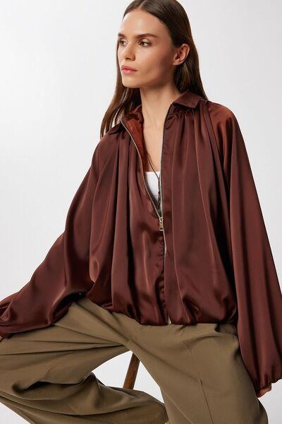 Hiccup ISTANBUL satin bomber jacket with zip closure