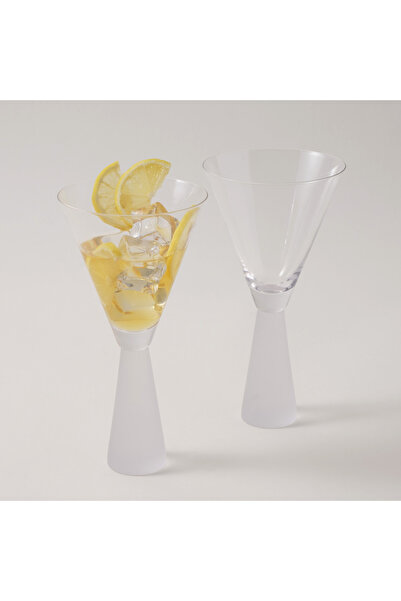 LA MESA Set Of 2 Tall Glasses Frosted Bottom Modern Design