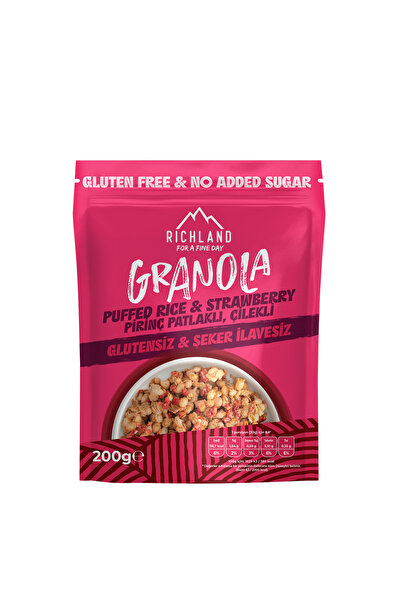 Richland Granola Glutensiz Pirinç Patlaklı Çilekli 200 G