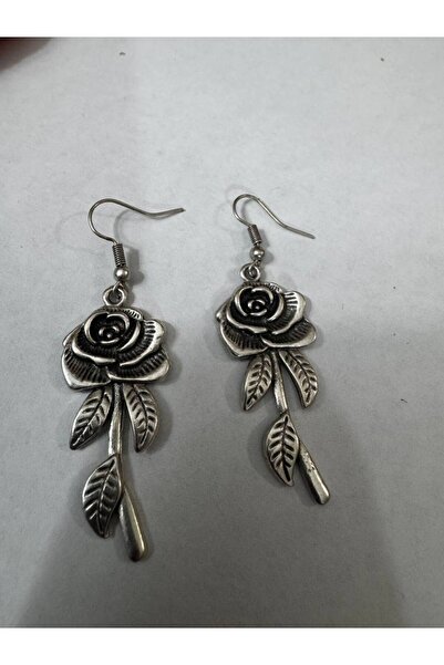 Yuchicly Vintage Rose Leaf – Antique Silver Color Dangle Earrings with Rose &...