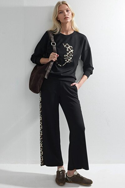 Hiccup Modal Textured Leopard Patterned Double Suit Berşan Collection