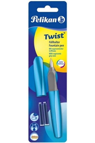 Pelikan Frost blue twist pen, M nib with 2 refills -