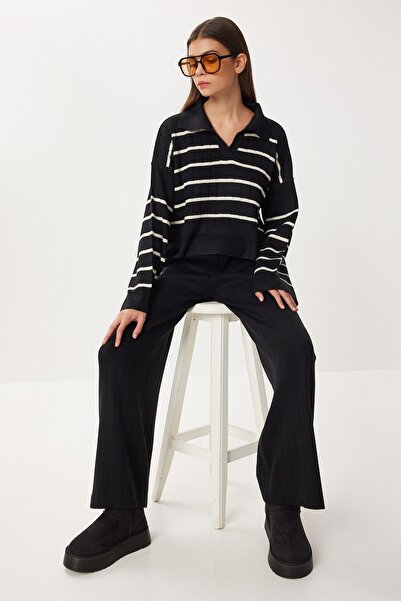 Hiccup ISTANBUL Set Striped polo shirt and wide-leg pants, matching