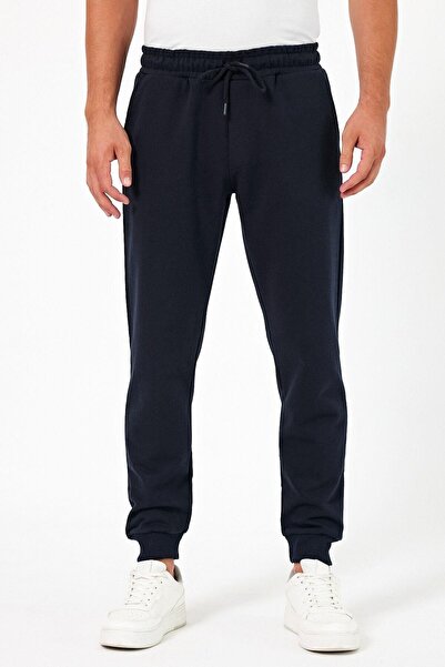 mmetalic Thick Navy Blue Men's Sweatpants Jogger with Back Pockets, Elastic C...