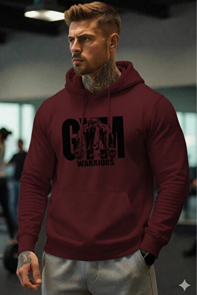 NO 601 Men's Hooded Gym Warrirors Printed Sweatshirt