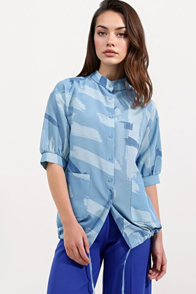 Hiccup BDART Pocket Детайлна, с абстрактен десен, свободна риза