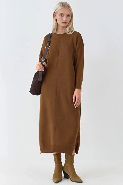 Hiccup MY FASHION Rochie Lungă Tricotată Cu Textură Ripă Și Detaliu Cu Șliț