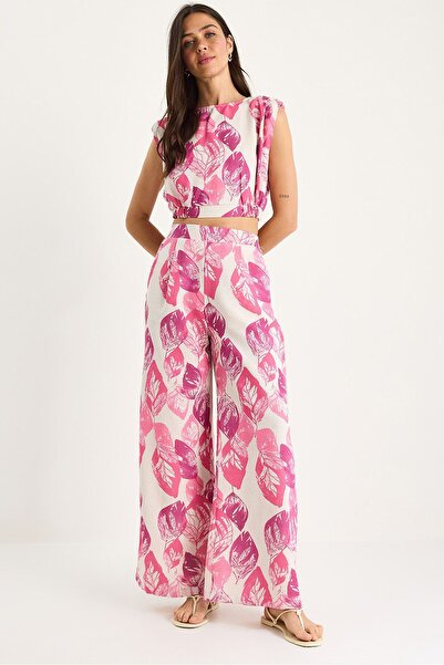 Hiccup Short blouse with elastic waist and loose pants, Bianco Lucci model, m...