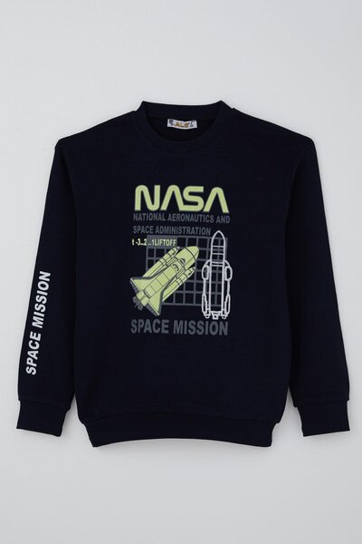 ALG سويت شيرت للأولاد مطرز بتصميم مكوك الفضاء، مناسب للأعمار من 6 إلى 9 سنوات...