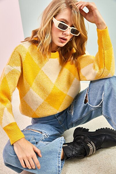 Hiccup Bianco Lucci square pattern knitted sweater