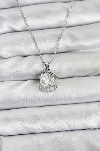 Lisinya سلسلة فولاذية 316L فضية اللون موديل لؤلؤ المحار مع حجر الزركون للنساء...