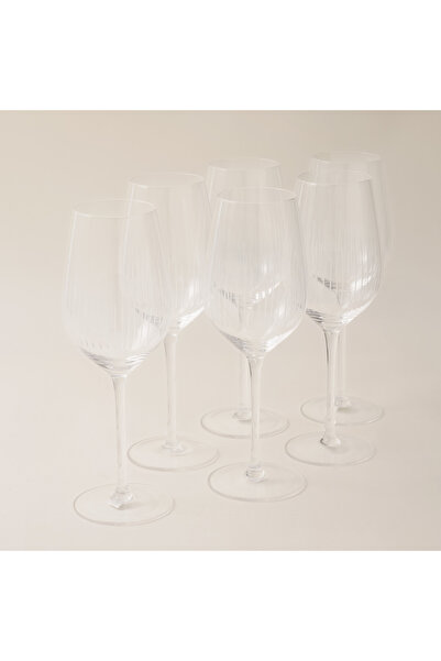 LA MESA 6 قطع من أكواب زجاجية مخططة بساق، 8.5 × 8.5 × 25.5 سم