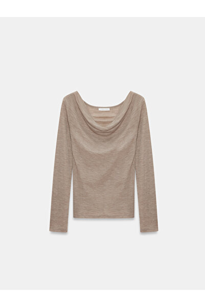 Dilvin 32570 Degaje Collar Long Sleeve Top-Vizon M.