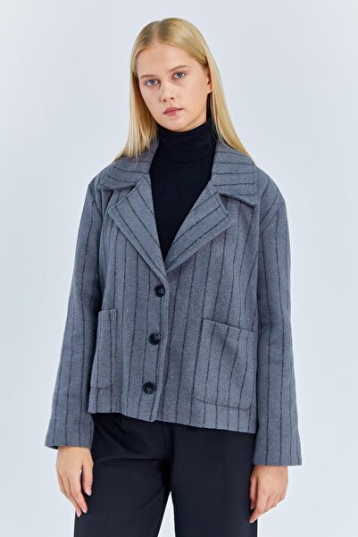 Hiccup Mixray oversized striped button down jacket