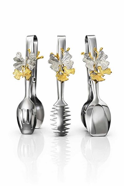 YONCA ART CONCEPT KELEBEKLİ YERLİ ÜRETİM 3 LÜ MAŞA TAKIMI PASLANMAZ TİTANYUM ...