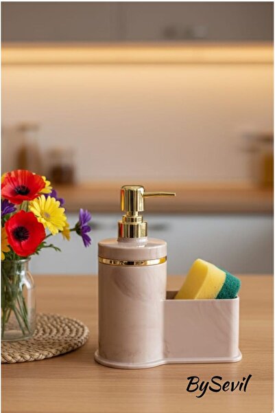 BySevil Acrylic Liquid Soap Dispenser and Sponge Holder Set – Modern Bathroom...