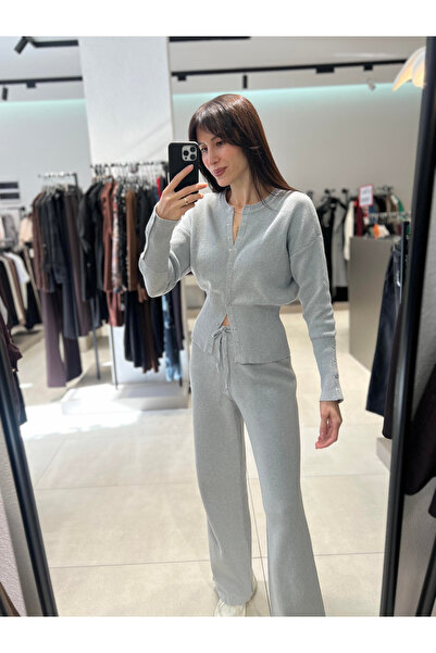 My Blog Gray Snap Button Knitwear Set - 904