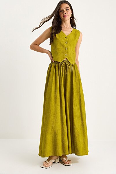 Hiccup LUCCI V-Neck Vest thaj Maxi Skirt duj kotora Coord Set