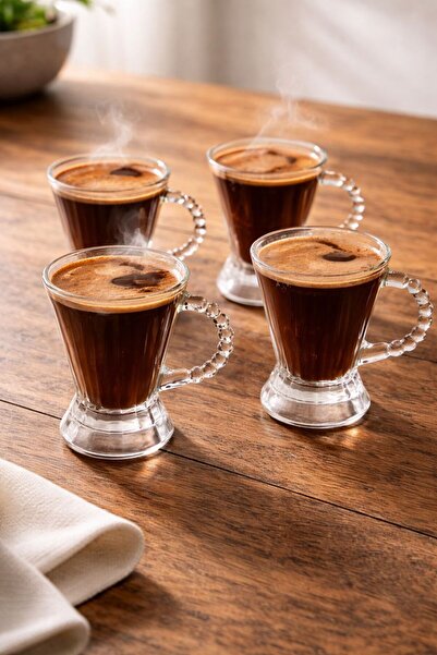 YzHome 4-Piece Glass Bead Handle Tea Coffee Cup