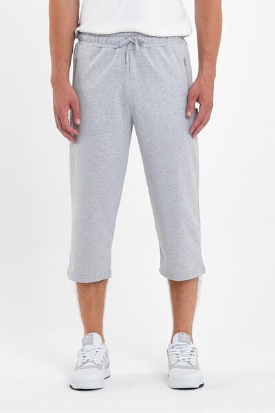 mmetalic Men's Pockets Zippered Gray Bermuda Below Knee Capri Long Shorts wit...