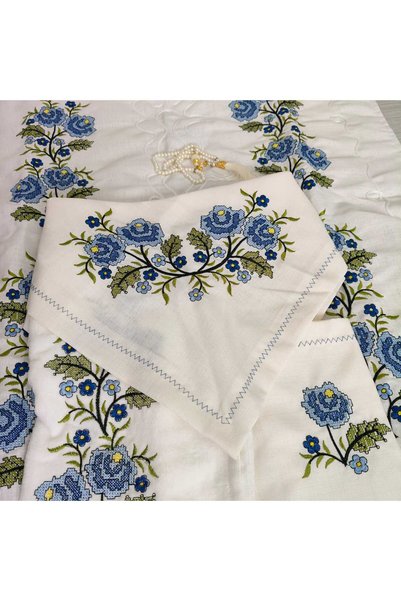 Ceyizza Cross-Stitch Prayer Rug Set (5 Pieces)