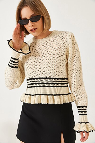 Hiccup Bianco Lucci ruffled knitted sweater