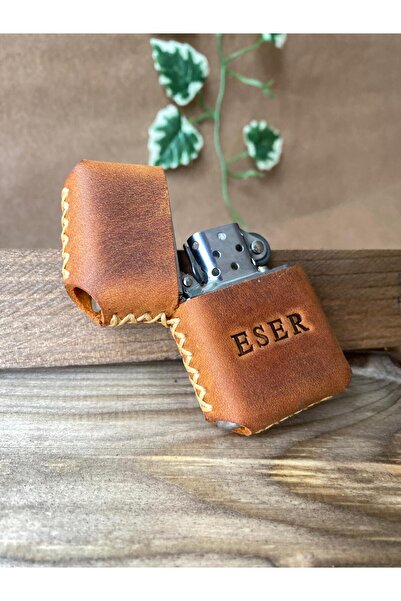 ALESTA LEATHER (isim yazıyoruz) Hakiki Deri Kaplı Benzinli Çakmak