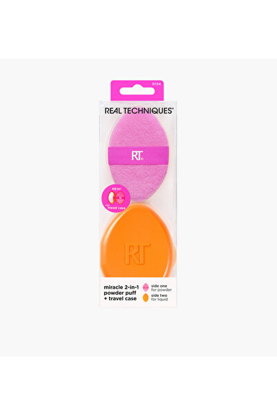 Real Techniques إسفنجة بودرة ميراكل 2 في 1 وحقيبة سفر