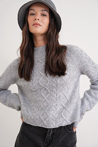 Hiccup Mixray knitted sweater with high collar and thick ribs