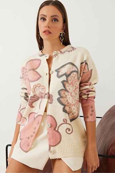 Hiccup Bianco Lucci Printed knitted cardigan with buttons