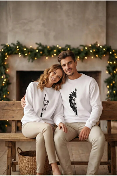 JANES Swea tricou cu imprimeu cu leu, cu gâtul tip crewneck, specială de Ziua...