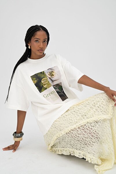 Hiccup MAI STUDIOS Lime Oversize White T-Shirt