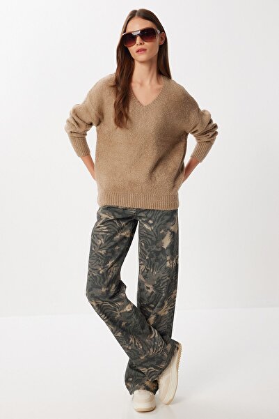 Hiccup ISTANBUL pulover texturat cu decolteu în V și mânecă lungă