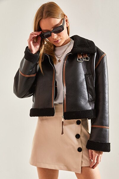 Hiccup Bianco Lucci laminated jacket with strap collar