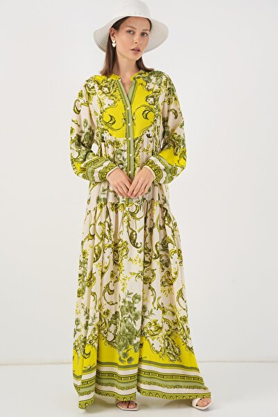 Hiccup فستان ماكسي منقوش بياقة على شكل حرف V وأزرار من BDART