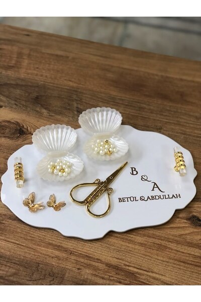 Denseden Tavă de promisiune din plexiglas decorată cu fluturi, tavă de logodn...