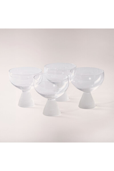LA MESA 4 pcs ice cream glass wide cup ribbed with frosted bottom 10*10*11.8 cm