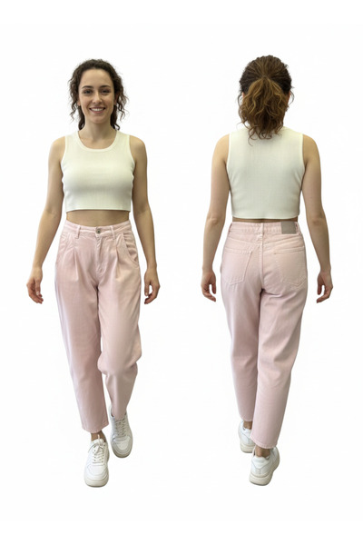 St boutique Yüksek Bel Pudra Pembe Jeans