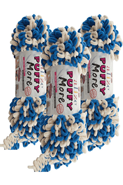 Alize Puffy More Hand Knitting Yarn 3 Pieces – 6569 Black/Red – 150 Gr. 11.5 ...