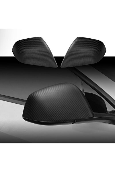 TESLA Model Y Ayna Kapağı Karbon Kaplama - Mat Siyah - 2 Adet Set