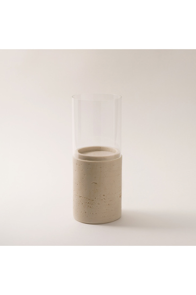 homez حامل شموع من الراتنج، مجموعة الترافرتين، 10 × 10 × 25 سم